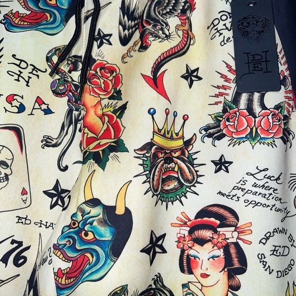 NWT Ed Hardy Y2K Womens Wearable Tattoo Art Track Pants Tiger Panther Skull Sz M - Picture 6 of 10